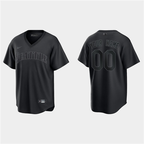 Men's Seattle Mariners Active Player Custom Black Pitch Black Fashion Replica Stitched Jersey - Click Image to Close